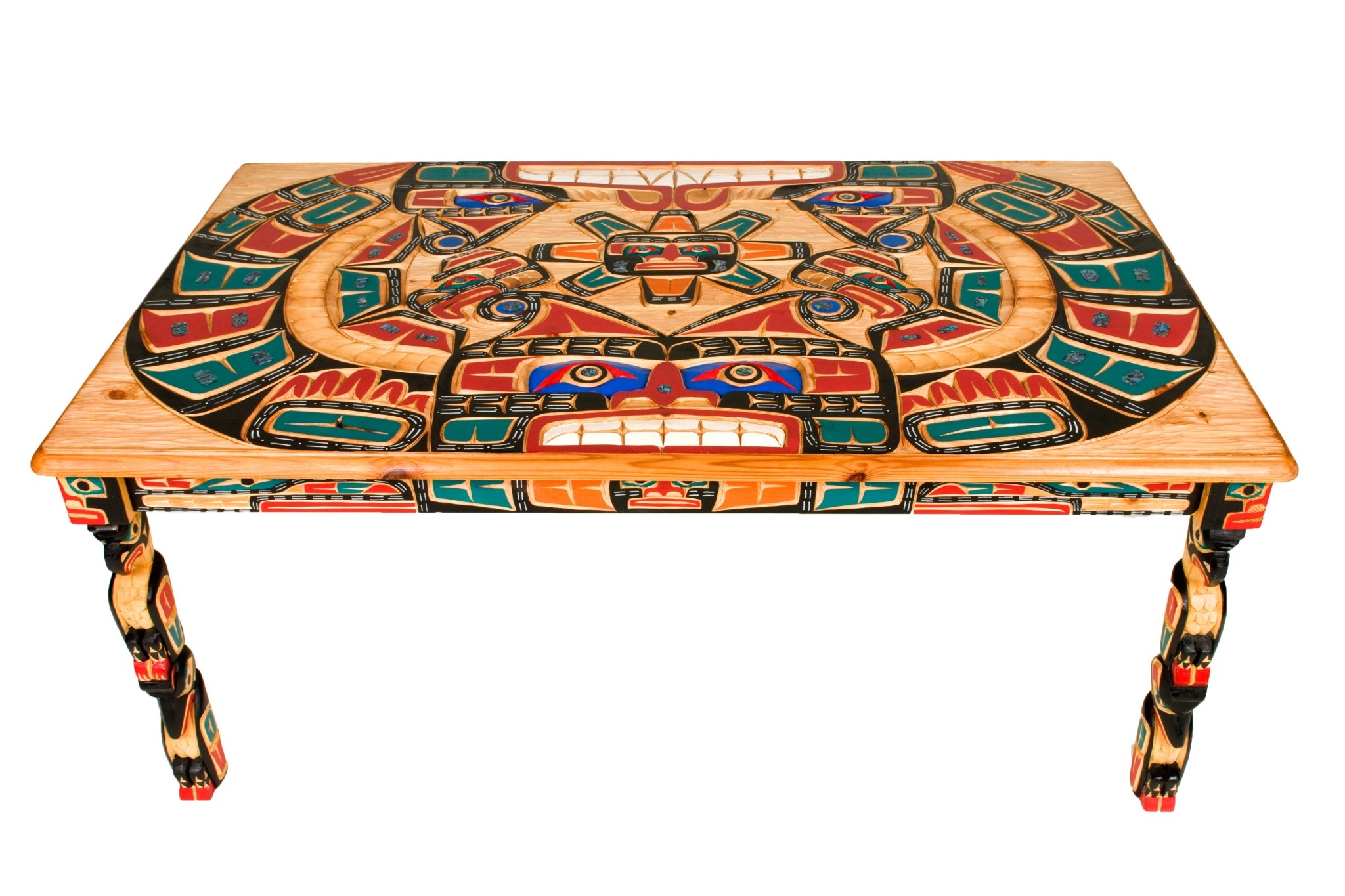 SOLD  Carved Sisiutl (Two Headed Sea Serpent) Table