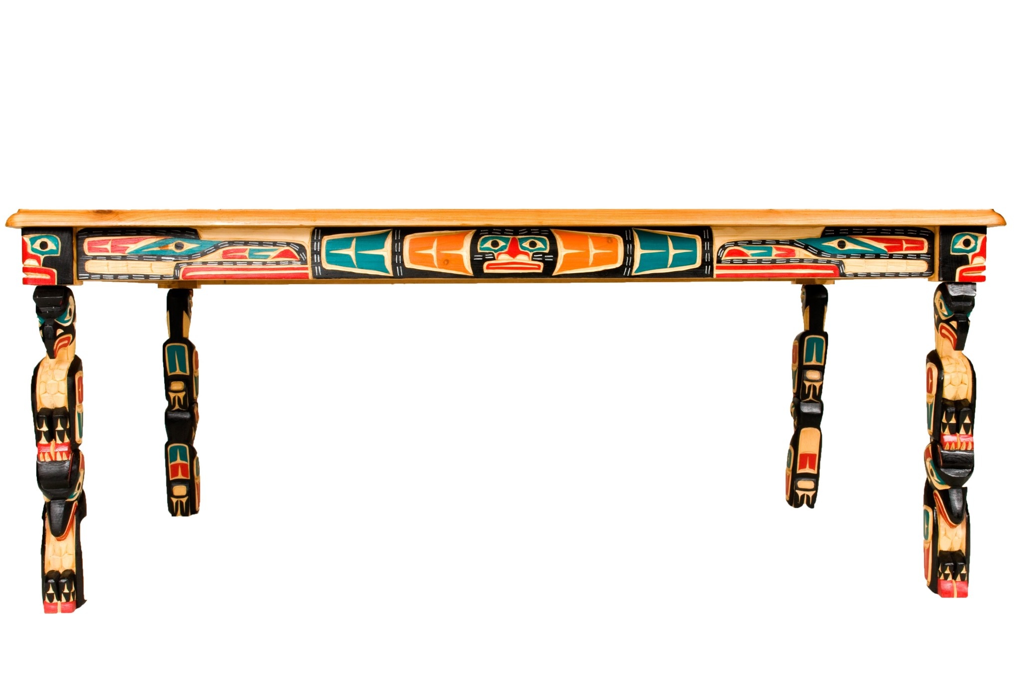SOLD  Carved Sisiutl (Two Headed Sea Serpent) Table