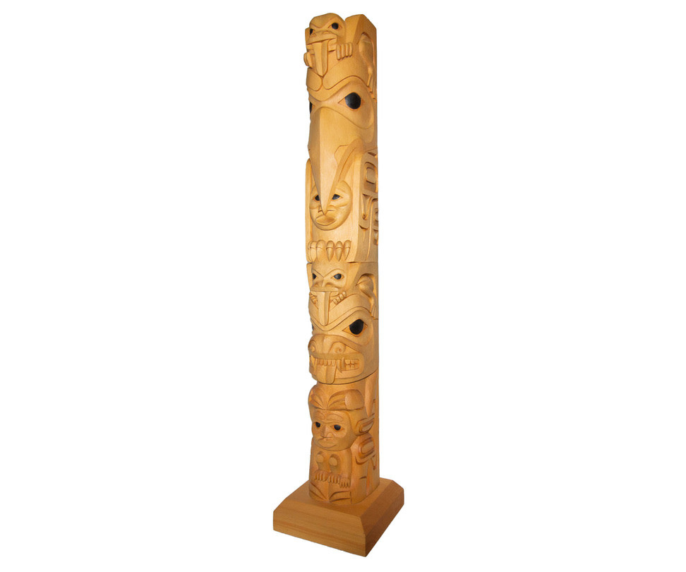 SOLD  Gitxsan Raven and Bear Mother Totem Pole