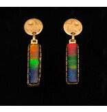 18 kt and AAA Ammolite Earrings - Owl Design