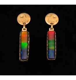 SOLD  18 kt and AAA Ammolite Earrings - Owl