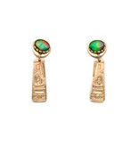 SOLD  Ammolite and 18Kt Gold Lovebirds Earrings