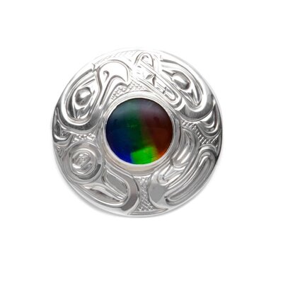 SOLD Silver & Ammolite Eagle Bear Pendant
