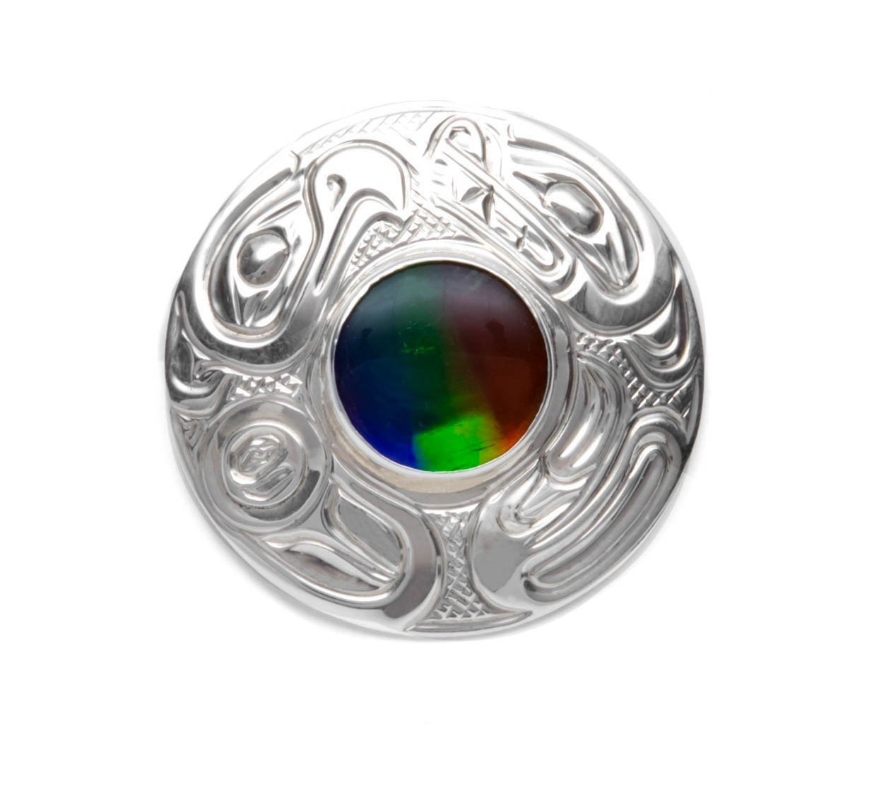 SOLD  Silver & Ammolite Eagle Bear Pendant