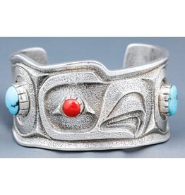 CUSTOM ORDER Eagle Turquoise and Coral Bracelet   Eagle Turquoise and Coral Bracelet