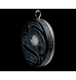 SOLD  Frog Argillite Pendant with Silver Haida Dollar