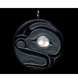 CUSTOM ORDER  Frog Argillite Pendant with Silver Haida Dollar