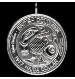 Frog Argillite Pendant with Silver Haida Dollar