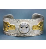 Silver and Gold Wolves with Moon Bracelet