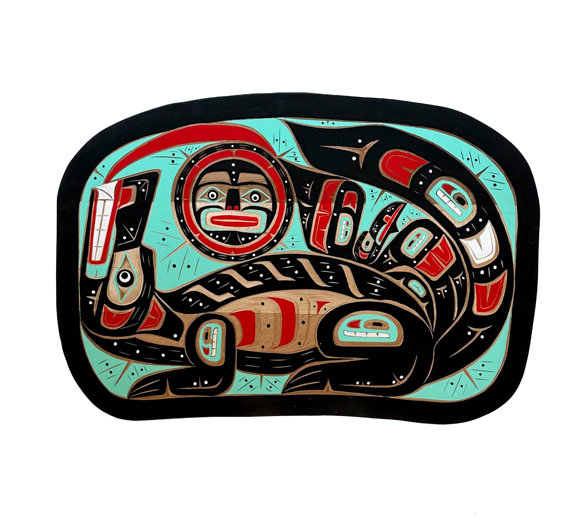 Indigenous Wolf and Moon Panel