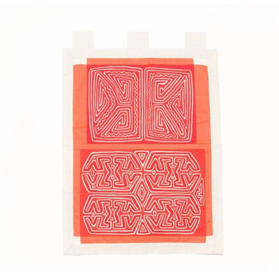 Wall Hanging with 2 Molas (red geometric)
