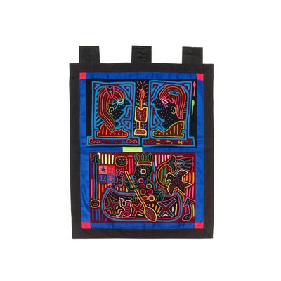 Wall Hanging with 2 Molas (blue background)