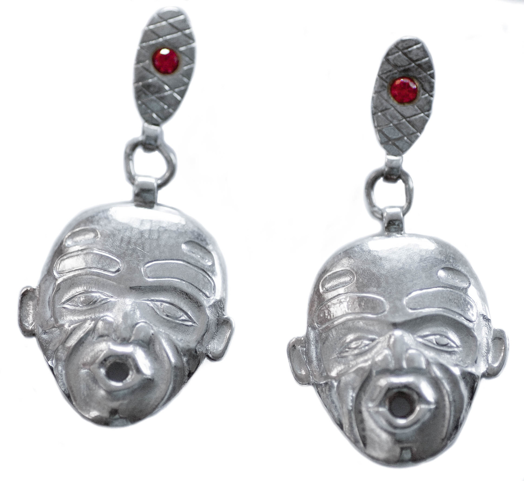 SOLD  Silver Repouse Dzunukwa Earrings