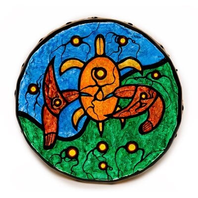 CUSTOM ORDER  Turtle and Hummingbirds Drum