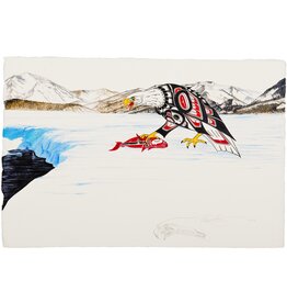 SOLD  Original Painting - 'Eagle with Salmon' by Richard Shorty