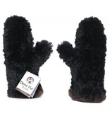 Classic Sheared Beaver Fur Mittens – Black with natural contrast edge