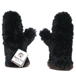Classic Sheared Beaver Fur Mittens – Black with natural contrast edge