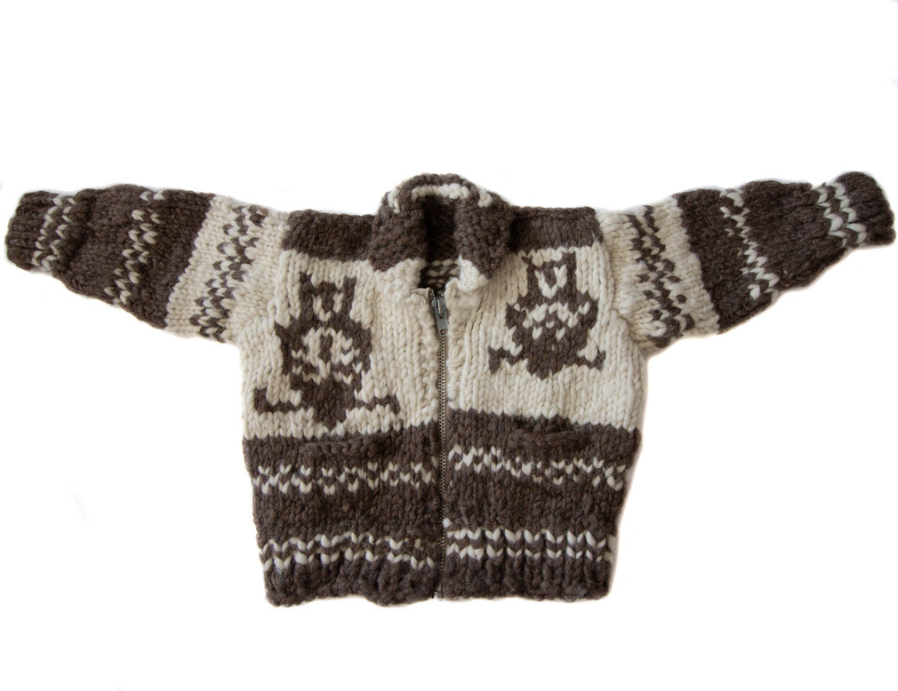 Child s Cowichan Sweater Owl Design Cheryl s Trading Post