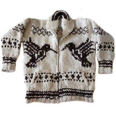 Cowichan Sweater Hummingbird Design L / XL