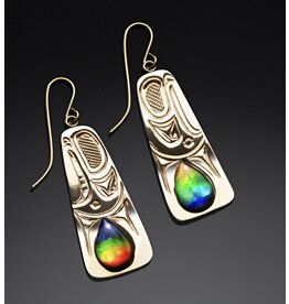 Richie Baker Gold and Ammolite Eagle Earrings