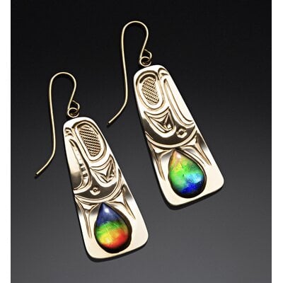 Richie Baker Gold and Ammolite Eagle Earrings
