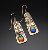 Ritchie Baker Gold and Ammolite Wolf Earrings