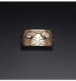 Ritchie Baker Large Gold Eagle Ring with Diamonds