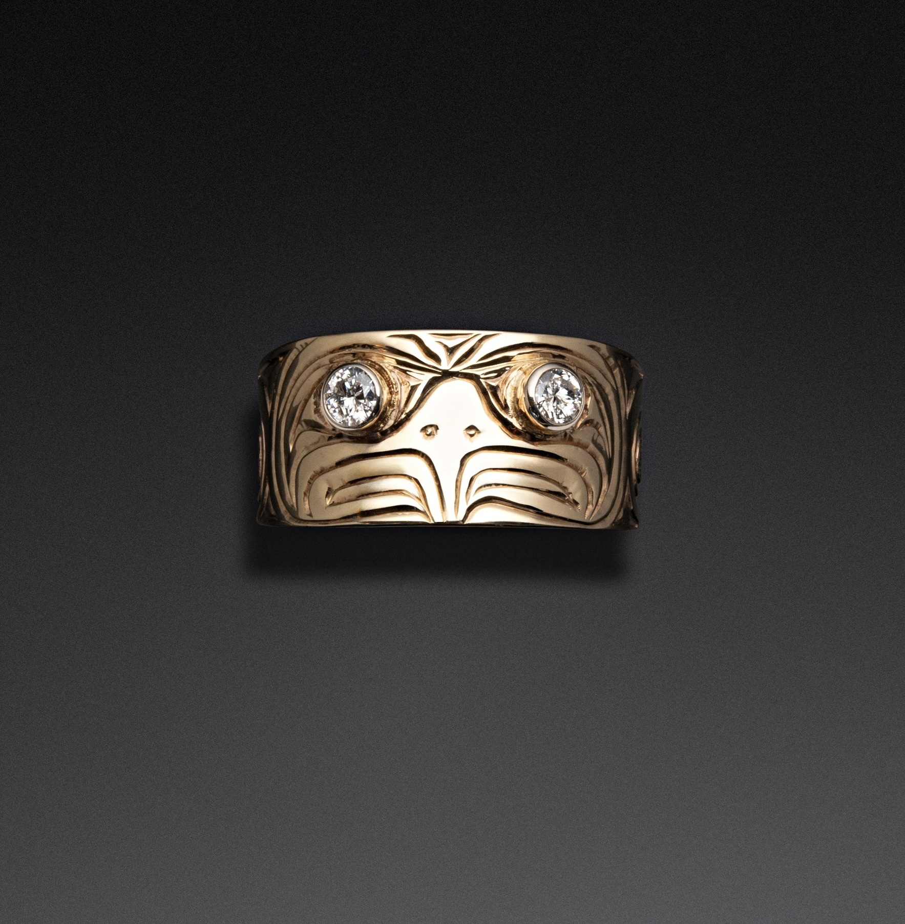 Ritchie Baker Large Gold Eagle Ring with Diamonds