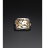 Richie Baker Silver Gold Thunderbird Ring with Diamond Eye