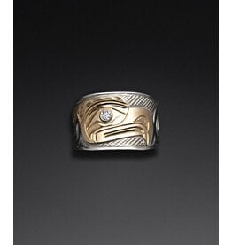 SOLD  Richie Baker Silver Gold Thunderbird Ring with Diamond Eye
