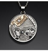SOLD  Richie Baker Silver and Gold Wolf Pendant with Diamond