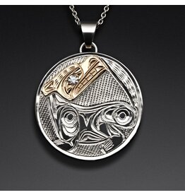 SOLD  Richie Baker Silver and Gold Wolf Pendant with Diamond