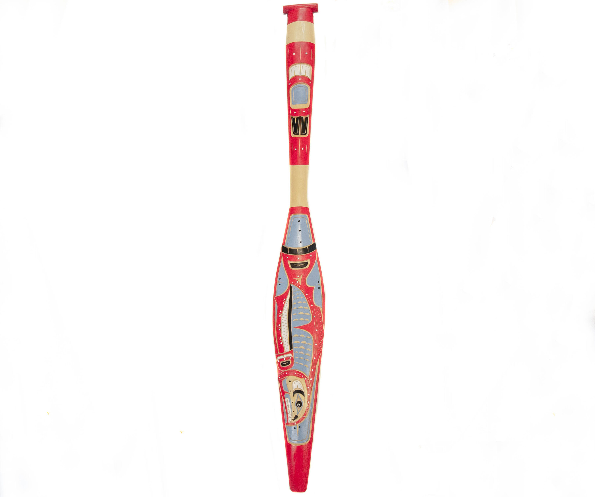 Indigenous Carved Salmon Paddle 5'