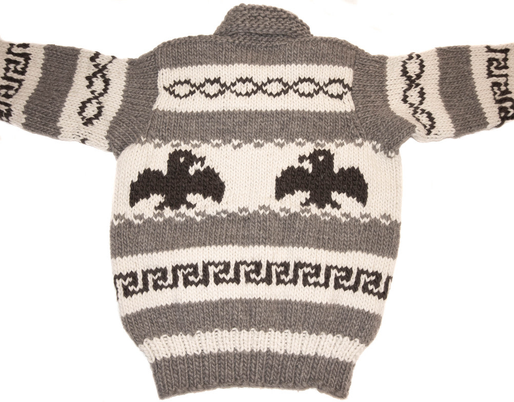 Cowichan Sweater Crow Design Medium