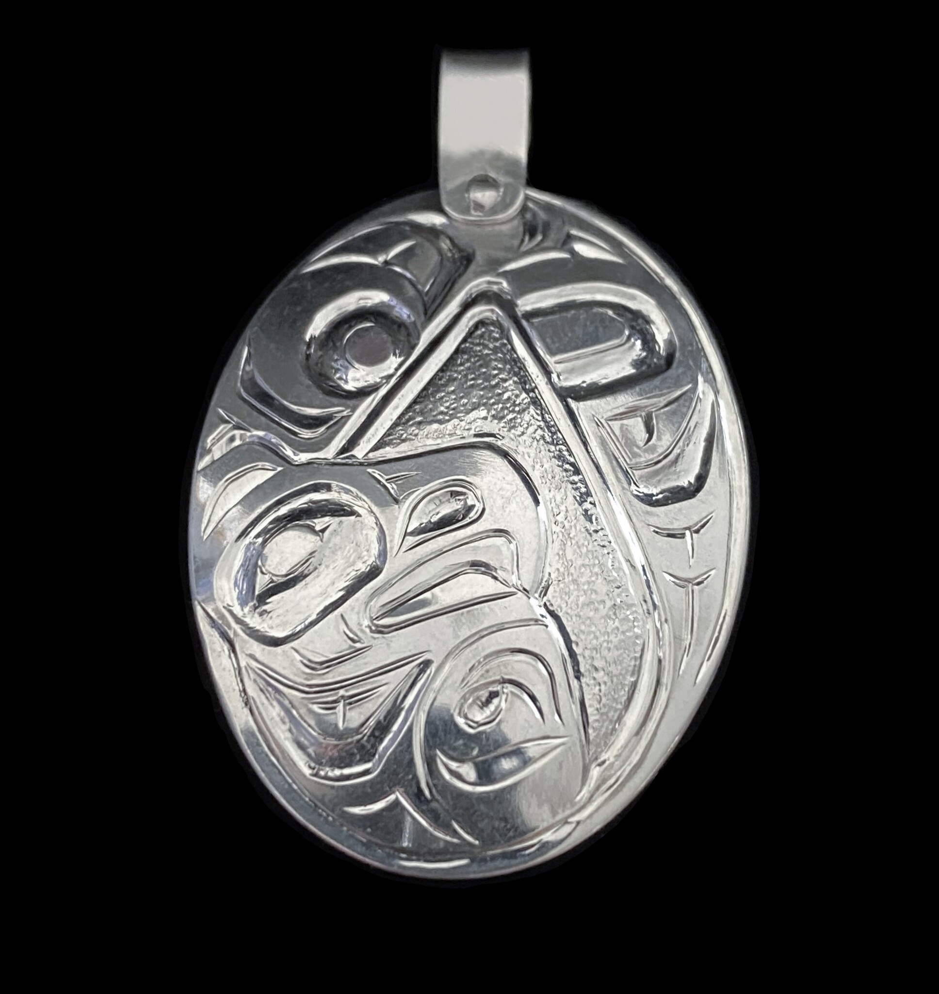 Silver Oval Gitxsan Eagle Pendant