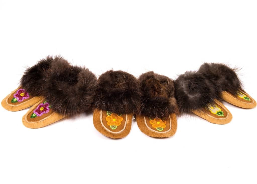 Traditional Childrens' Moosehide Mocassins.