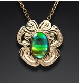 14 Kt & AA Ammolite Butterfly Pendant