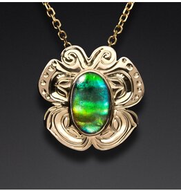 14 Kt & AA Ammolite Butterfly Pendant