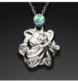 Silver Octopus Repousse Pendant with Abalone Bale