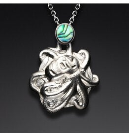 Silver Octopus Repousse Pendant