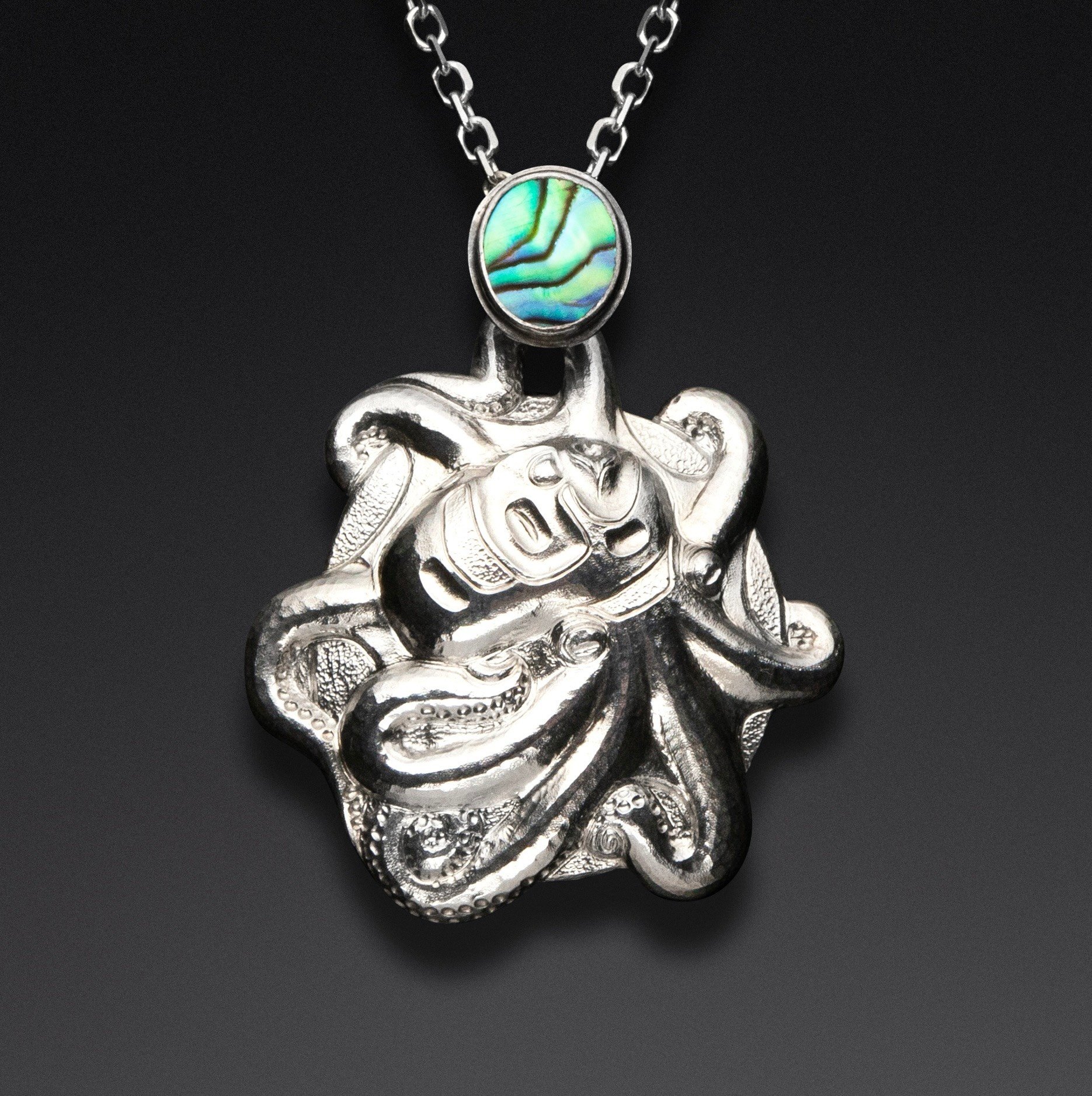 Silver Octopus Repousse Pendant