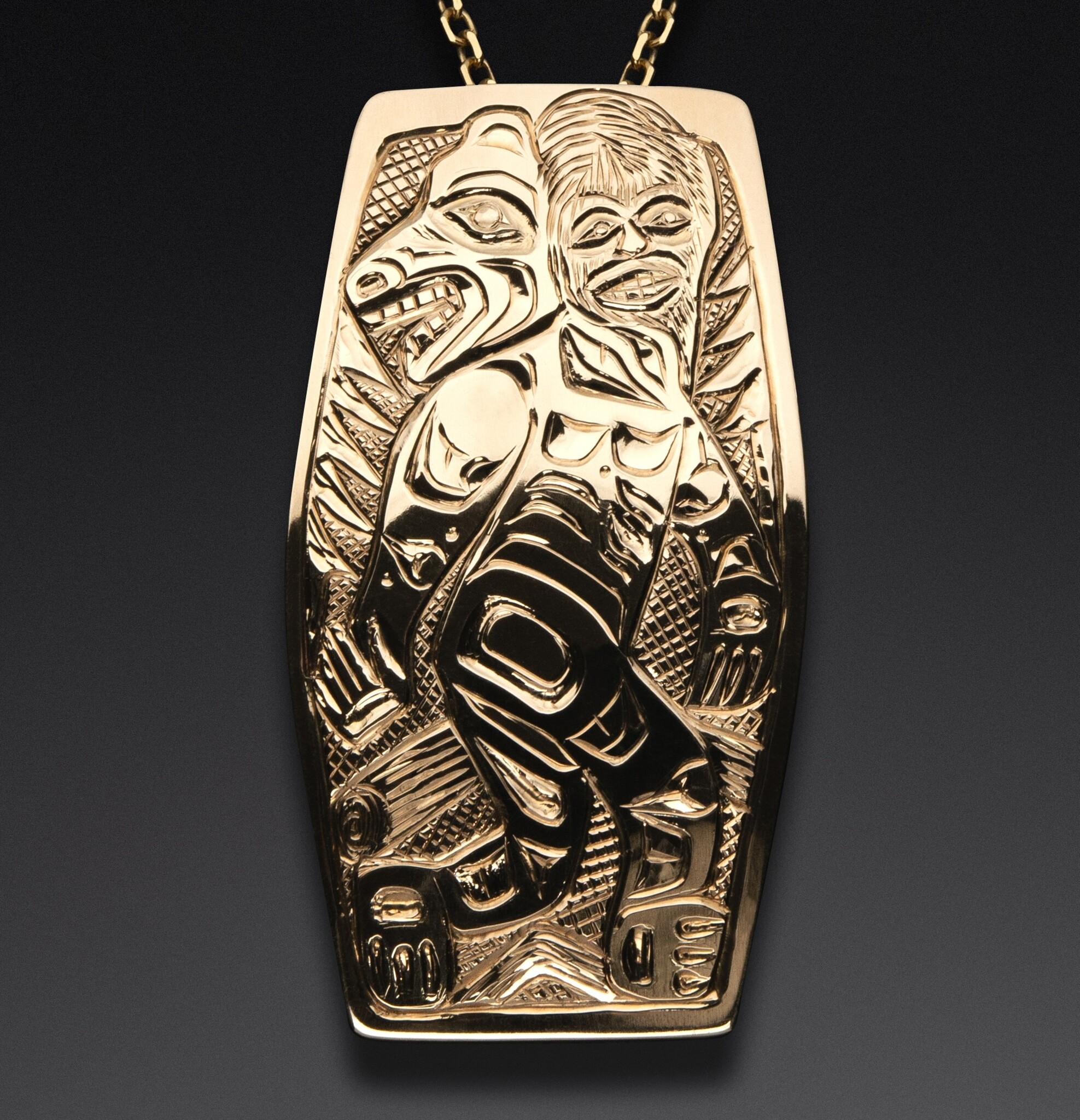 Gitxsan 14 kt Grizzly / Sasquatch Transformation Pendant