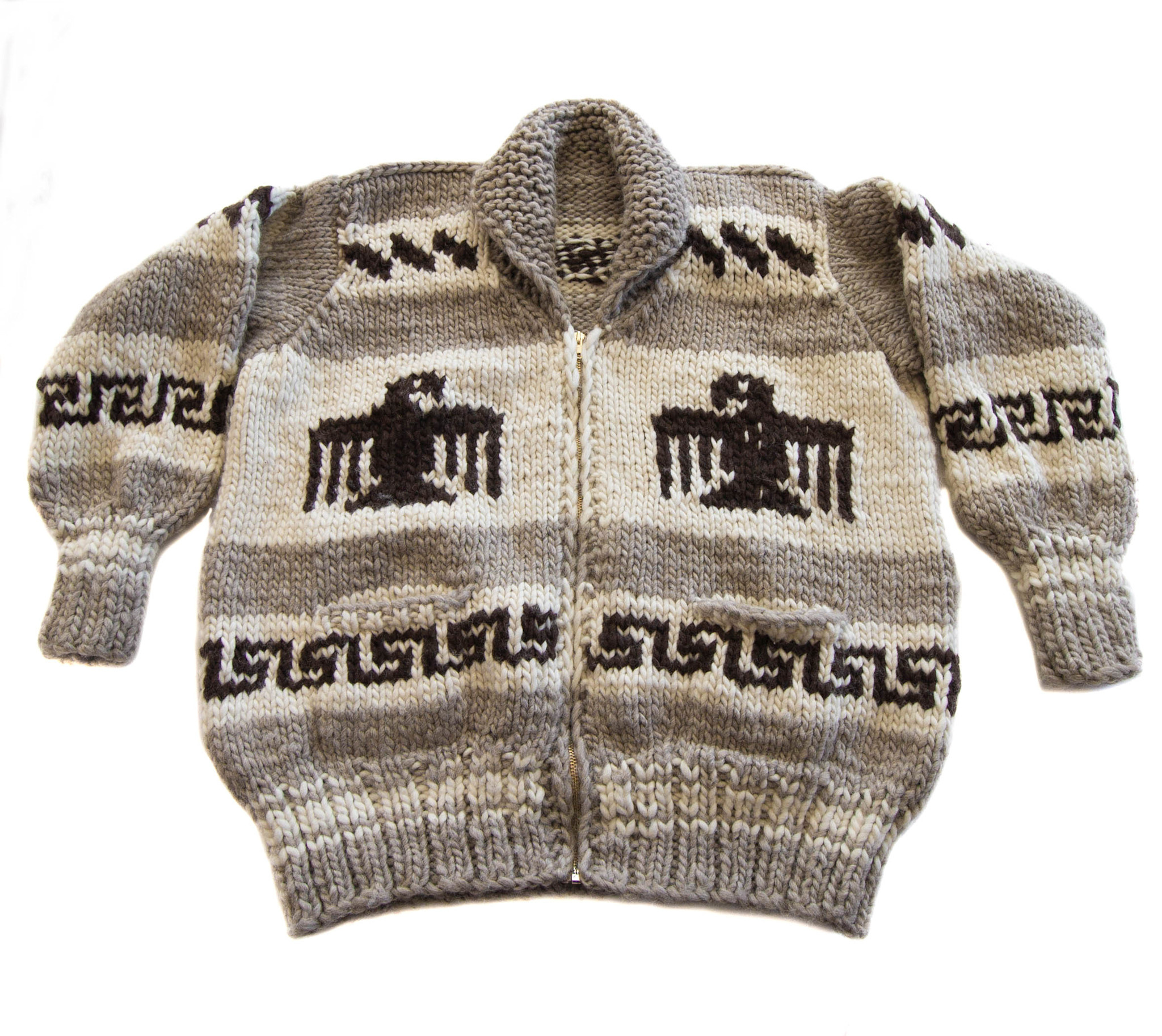 XL Cowichan Sweater Thunderbird Design