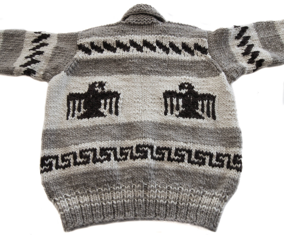 XL Cowichan Sweater Thunderbird Design