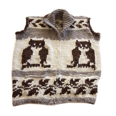 Cowichan Vest Owl Design L