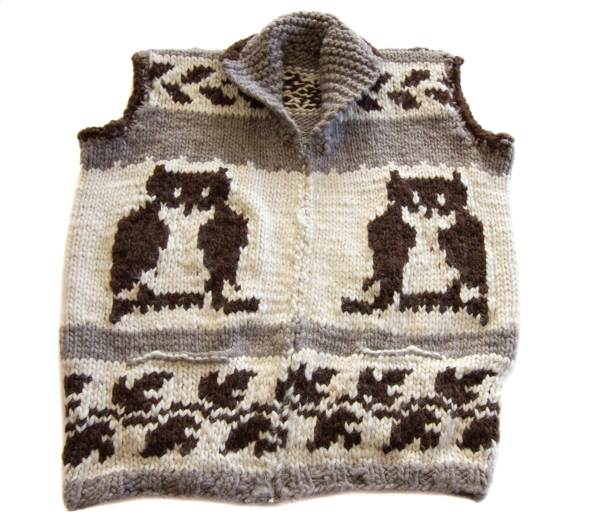Cowichan Vest Owl Design L