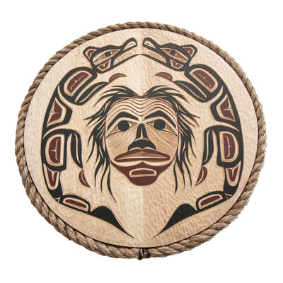 20" Haisla Grandfather and the Two Wolves Panel