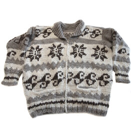 Large Cowichan Snowflake and Wave Sweater
