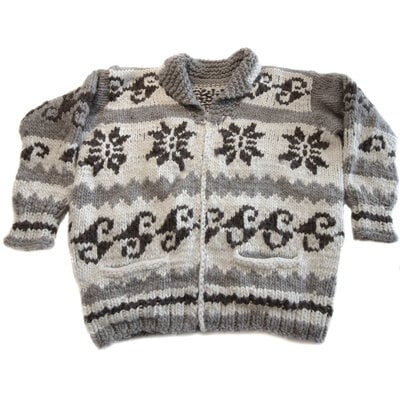 Large Cowichan Snowflake and Wave Sweater