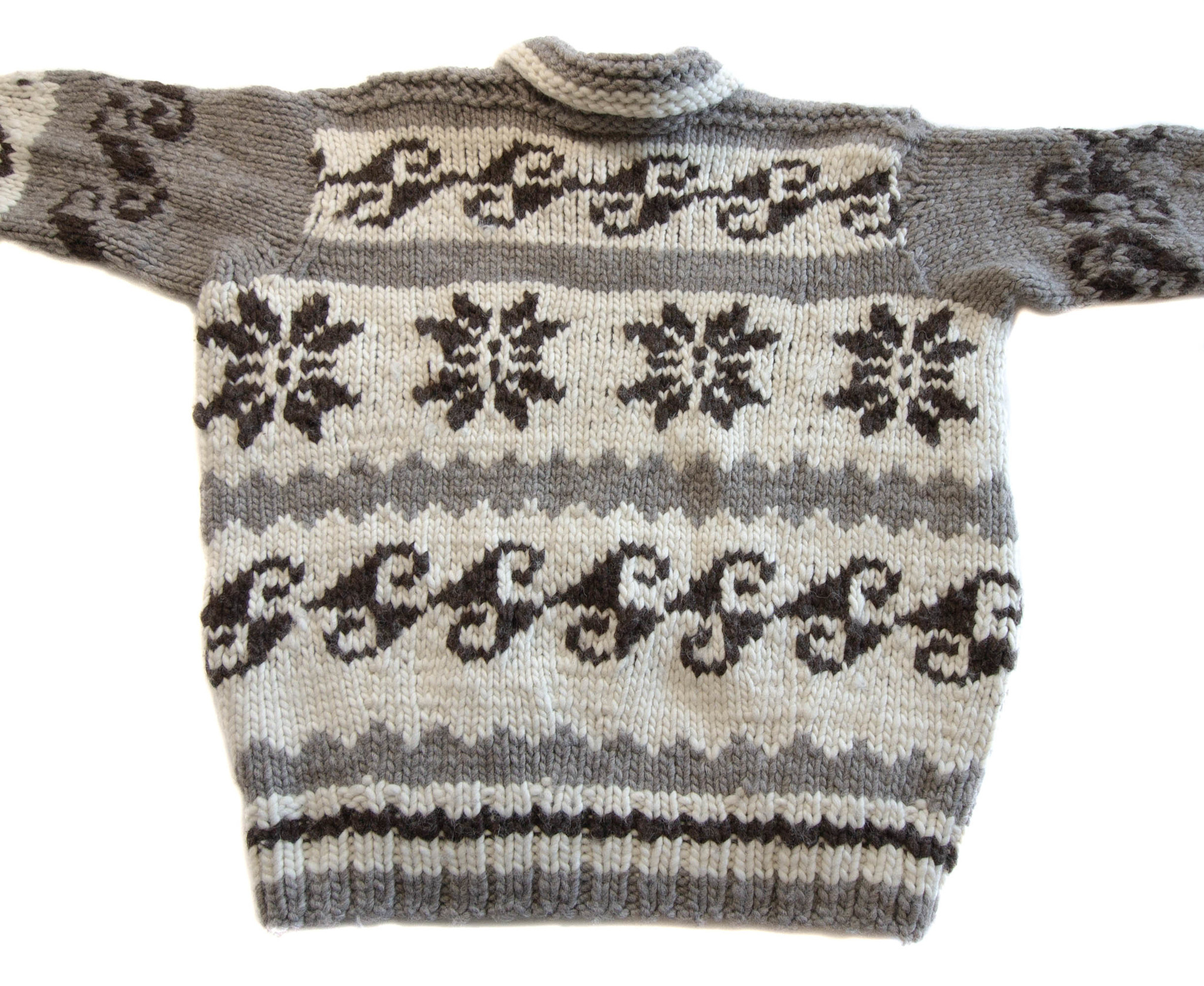 Large Cowichan Snowflake and Wave Sweater